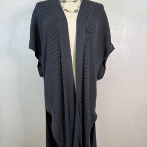 EILEEN FISHER Long Tencel Ribbed Kimono Cardigan Large Minimalist Contemporary